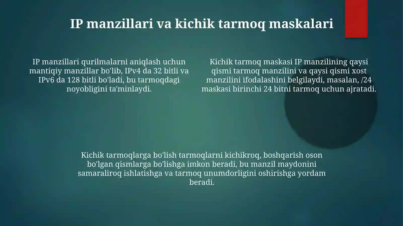 TCP/IP protokollar stekida manzillash 4