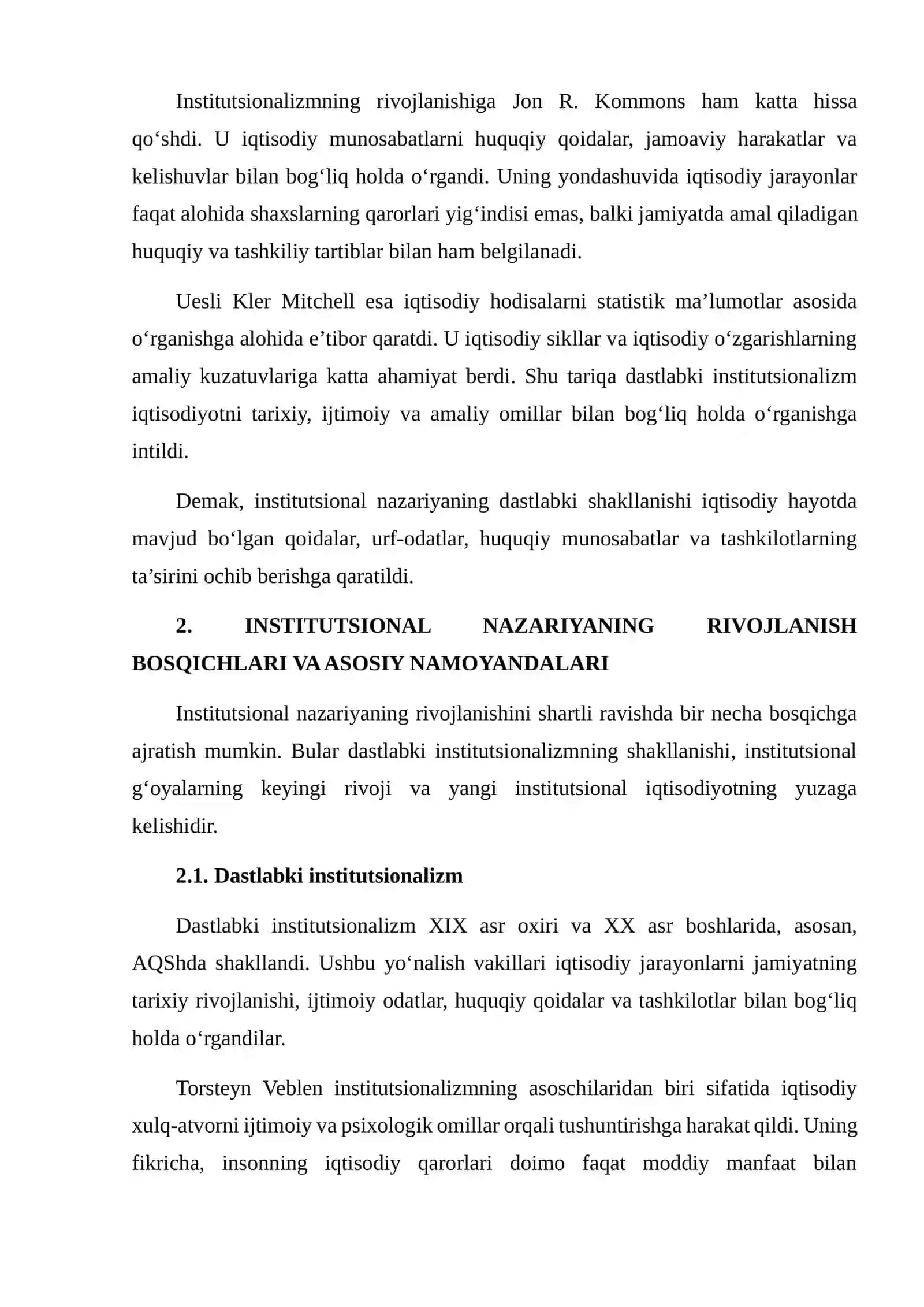 INSTITUTSIONAL NAZARIYANING PAYDO BO‘LISHI VA RIVOJLANISHI BO‘YICHA ADABIYOTLAR SHARHI 4