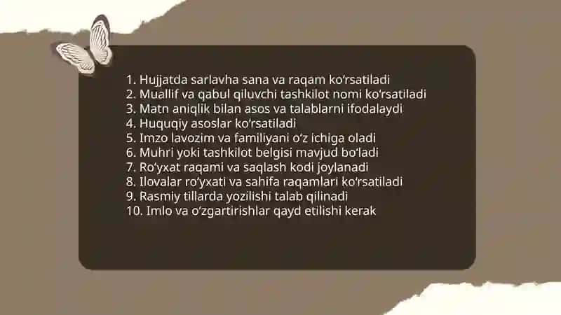 Ish hujjatlari va ularga quyiladigan talablar 4