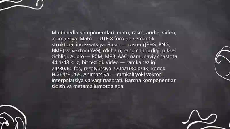 Multimedia tizimlari va texnologiyalari. Asosiy tushunchalar 4