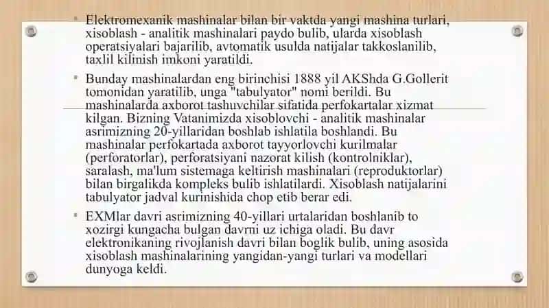 Elеktron hisoblash mashinalarning yaratilish tarixi 4