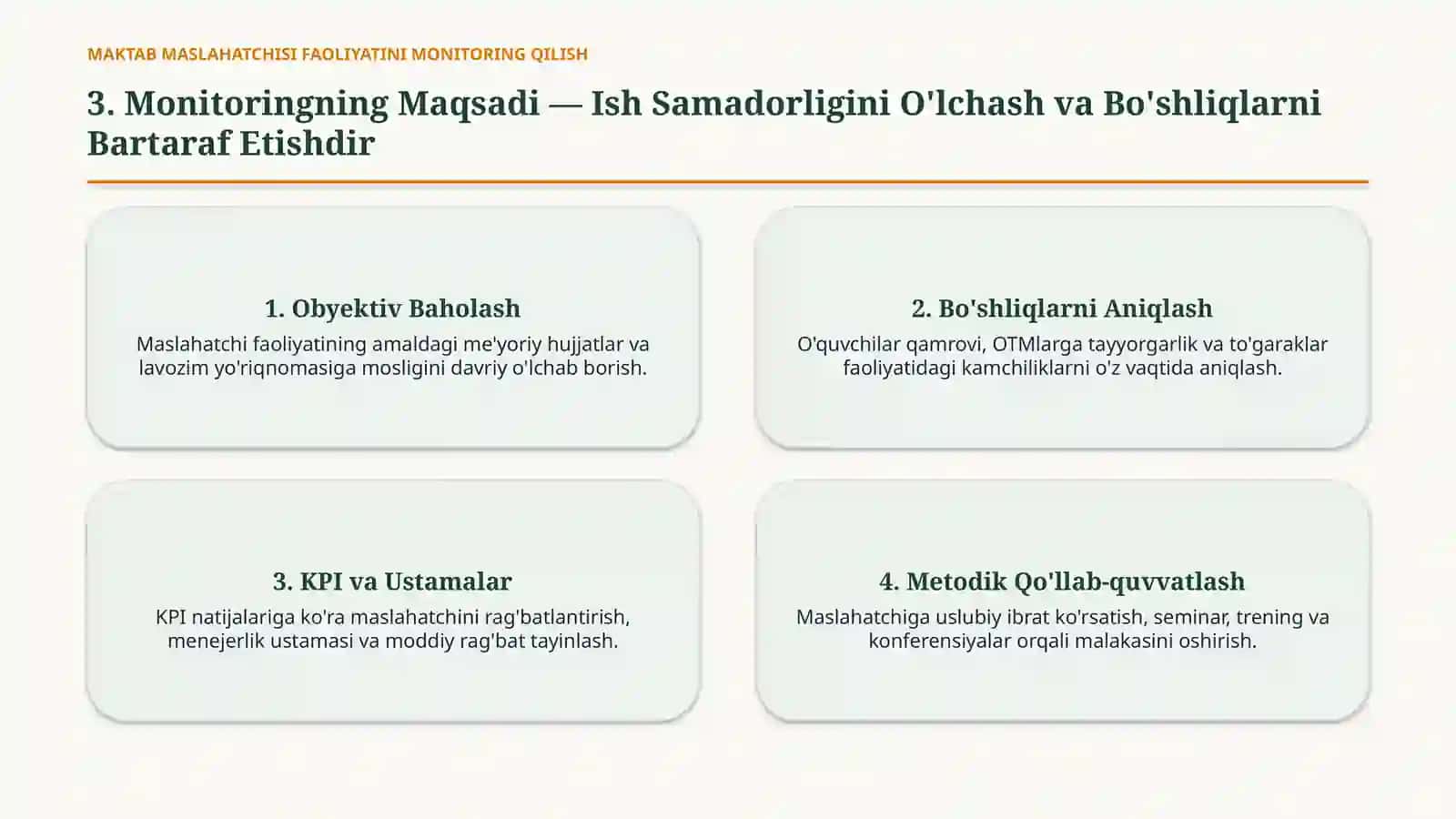 Maktab Maslahatchisi Faoliyatini Monitoring va Tahlil Qilish Yo'llari 4