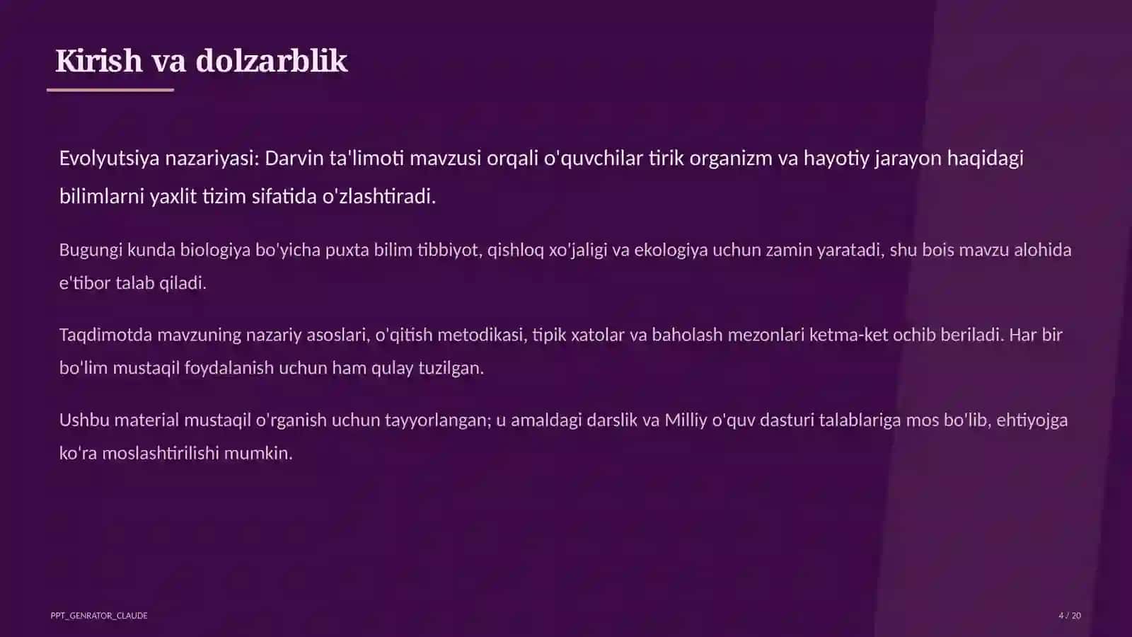 Evolyutsiya nazariyasi: Darvin ta'limoti (10-sinf) 4
