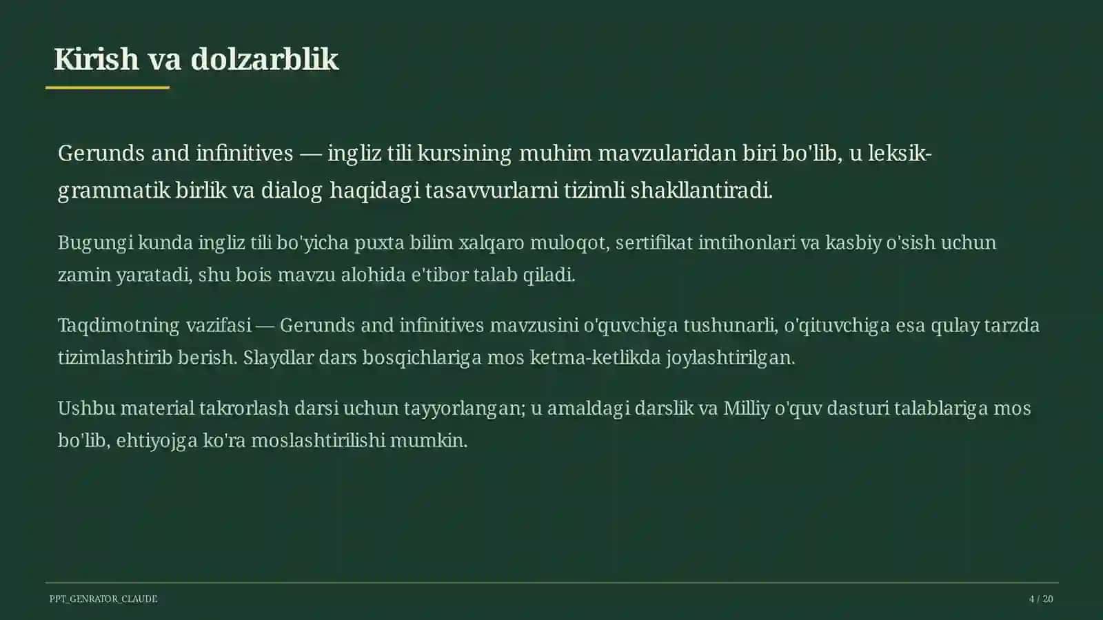 Gerunds and infinitives (11-sinf) 4