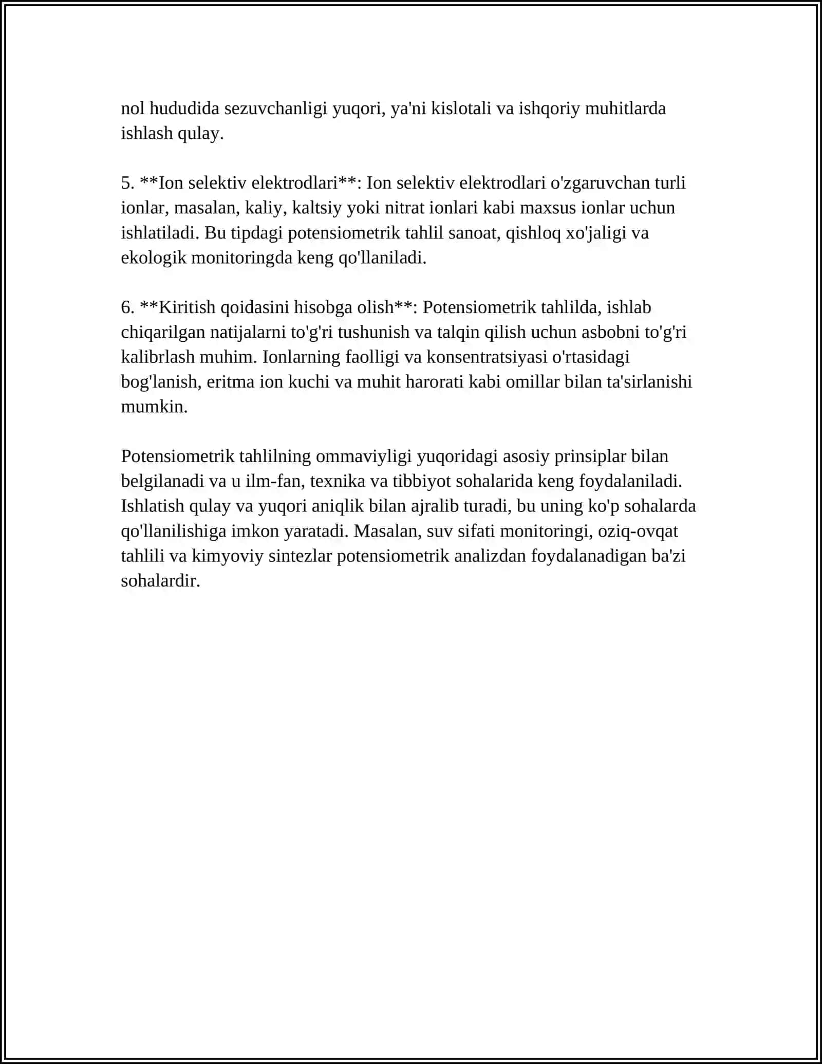 POTENSIOMETRIK TAHLIL USULLARI. POTENSIOMETRIYADA ISHLATILADIGAN ELEKTROLITLAR 4