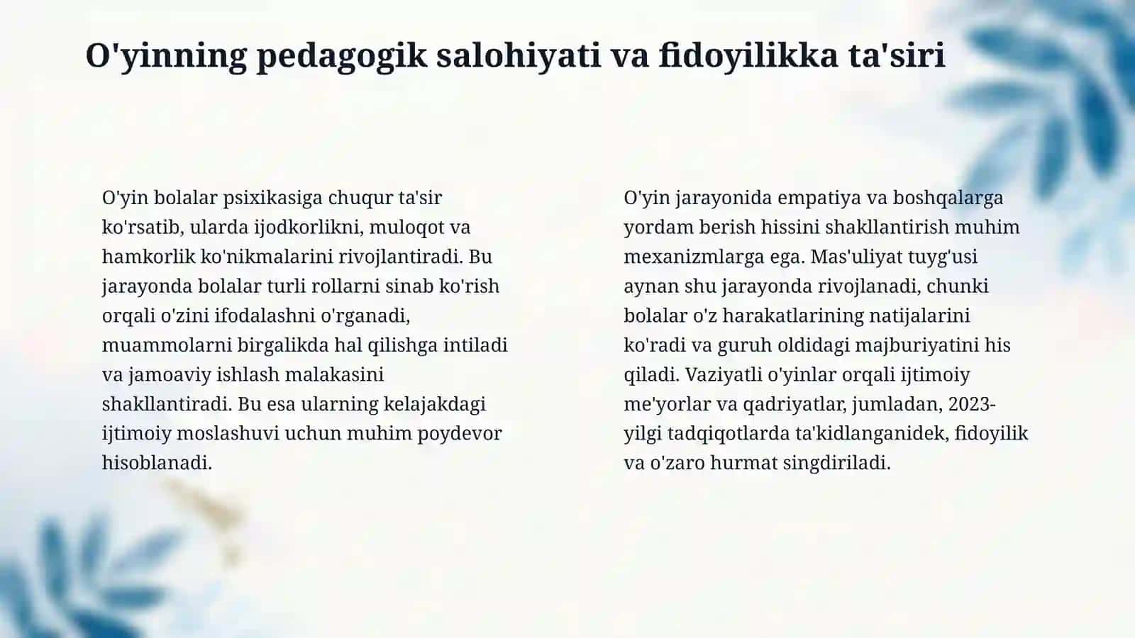 Oʻyin vositasida fidoyilik tarbiyasida 4