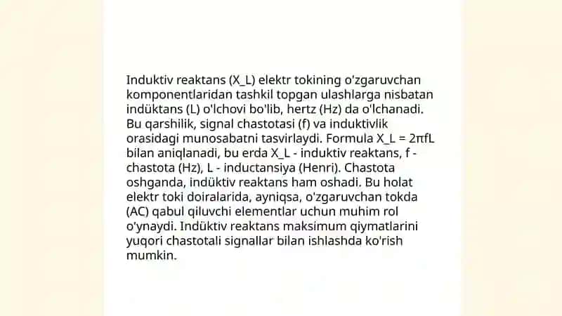 Aktiv va induktiv sigʻim elementlari ketma ket ulangan oʻzgaruvchan tok zanjirlarini hisoblash vektor diagrammasini qurish 4