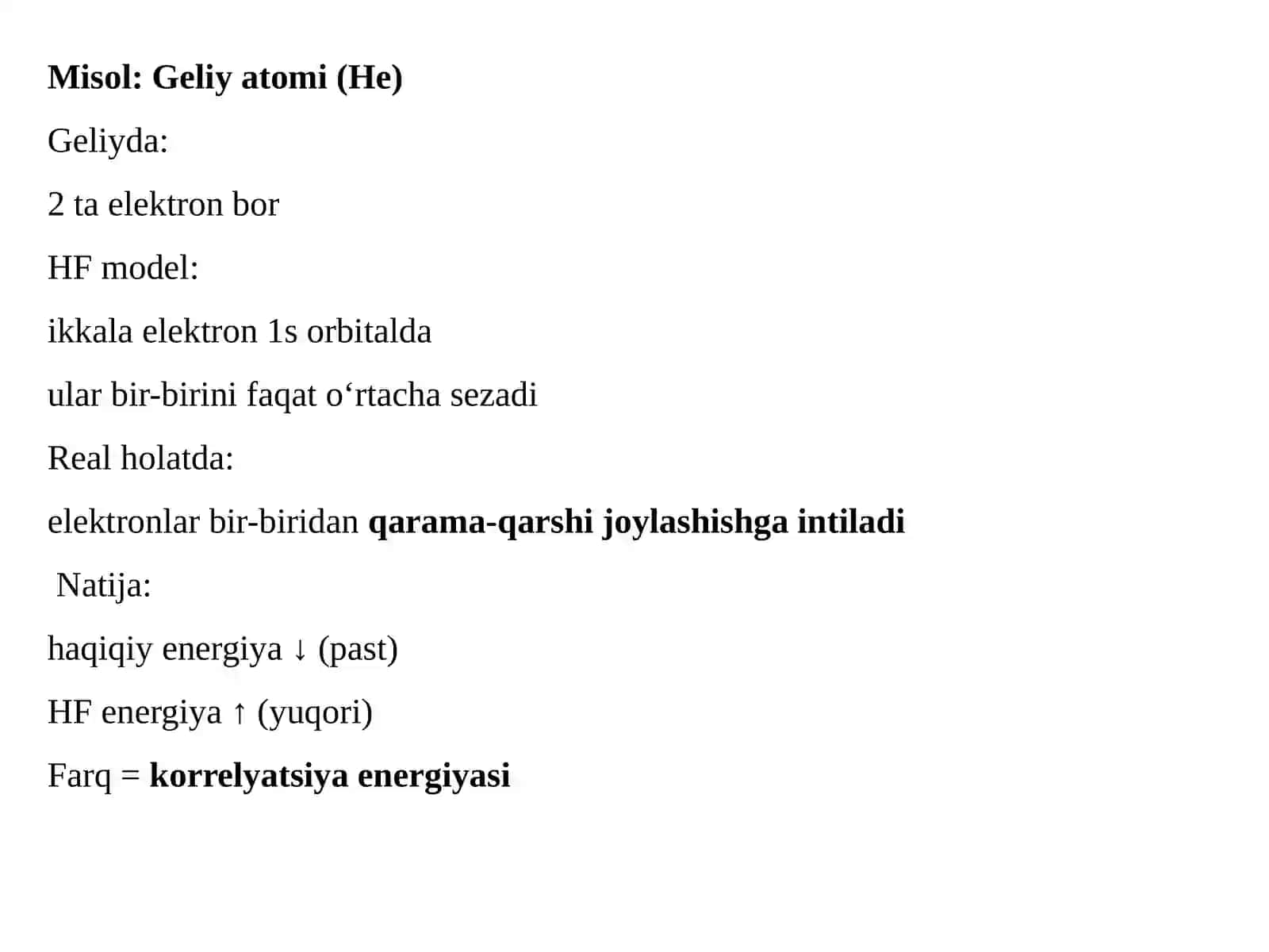 Elektron korrelyatsiyalarni hisobga olish 4