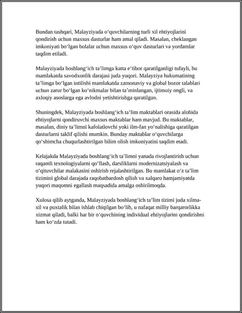 MALAYZIYADA BOSHLANG‘ICH TA‘LIM 4