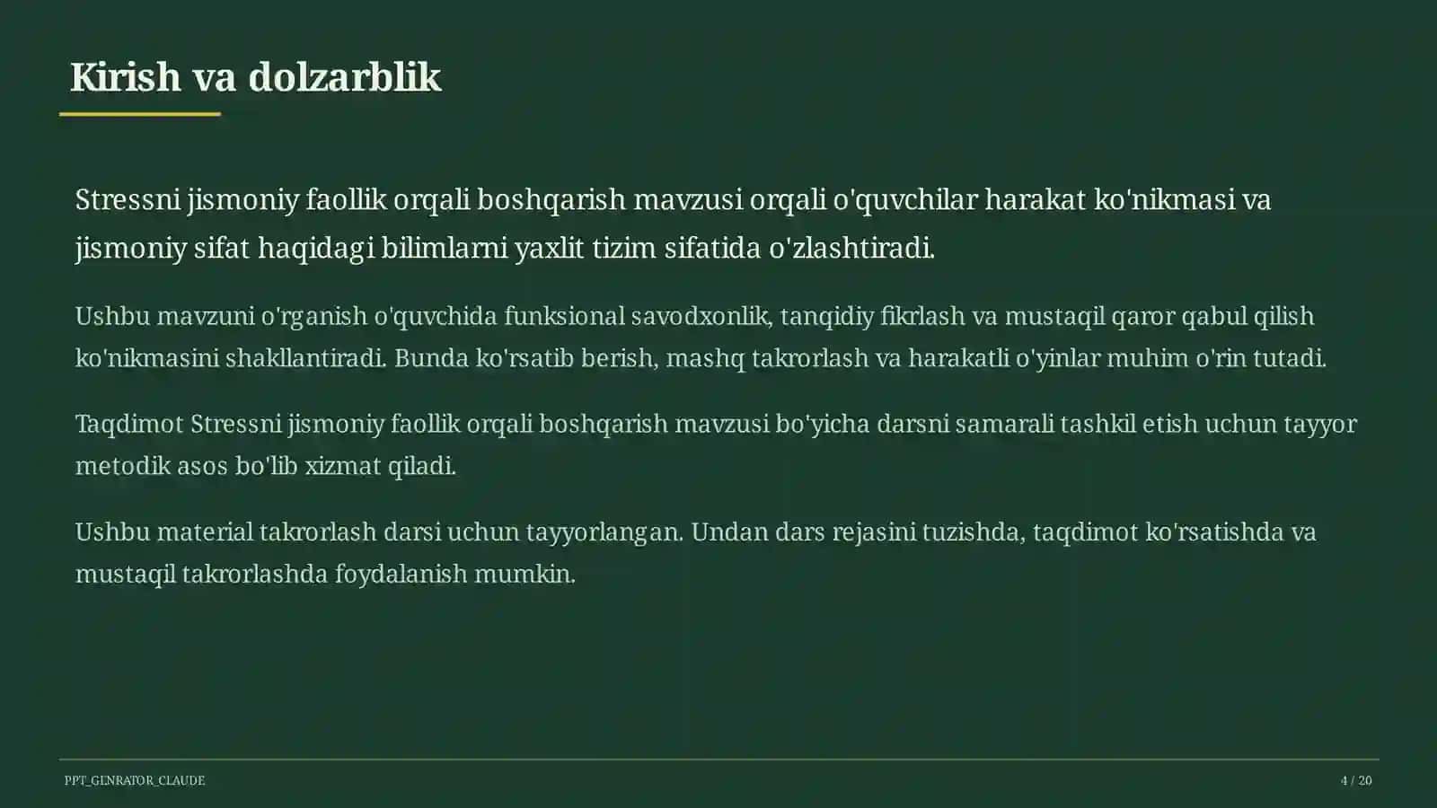 Stressni jismoniy faollik orqali boshqarish (11-sinf) 4