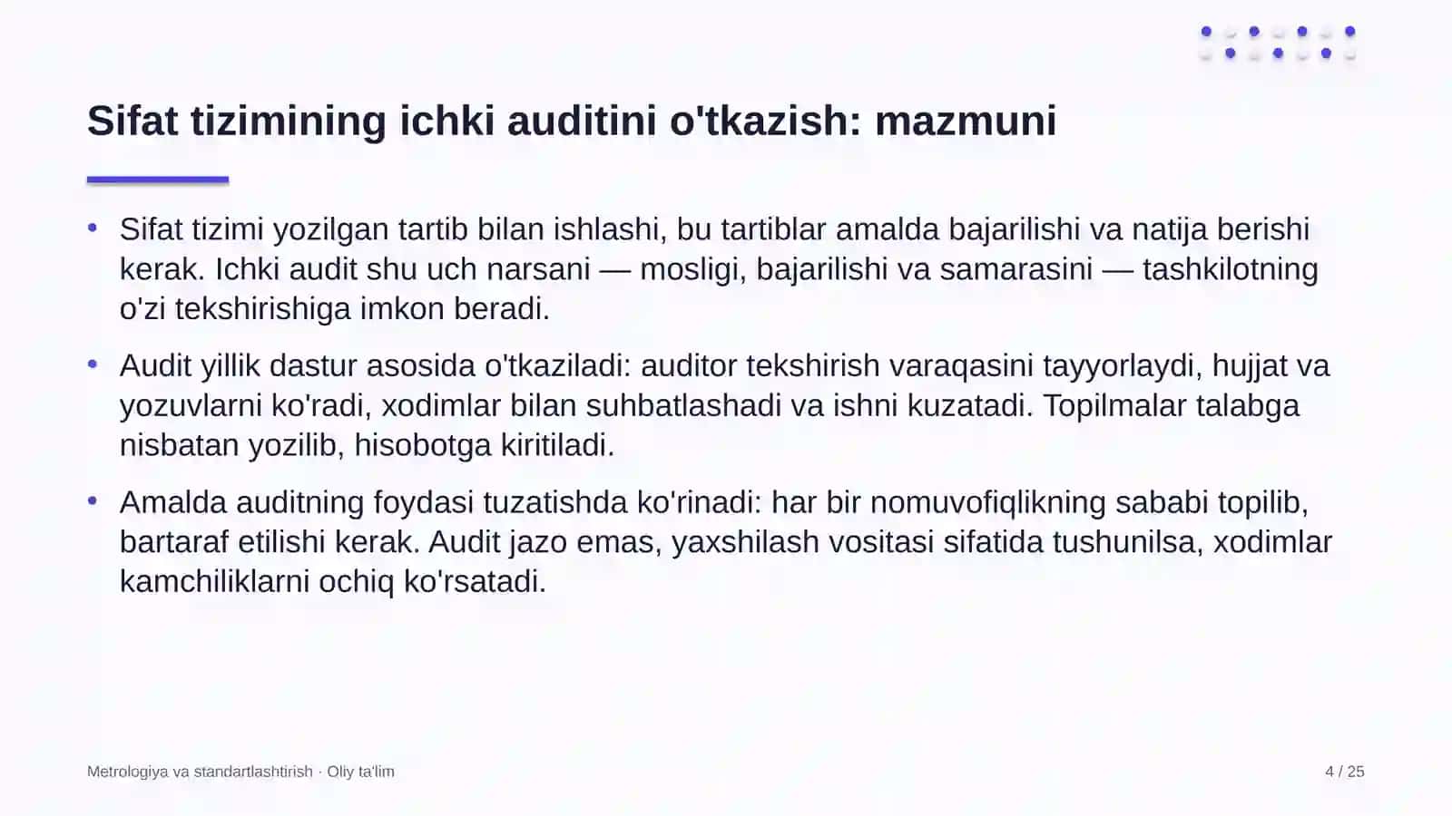 Butik-mehmonxonalarda sifat tizimining ichki auditini o'tkazish 4