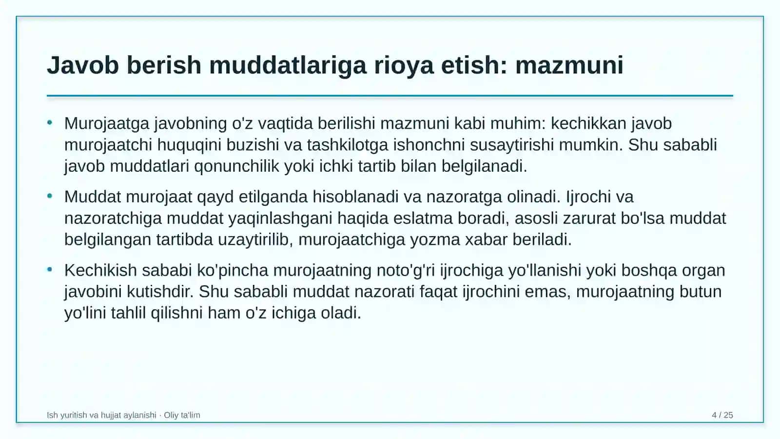 turoperatorlik kompaniyalarida murojaatlarga javob berish muddatlariga rioya etish 2041 4