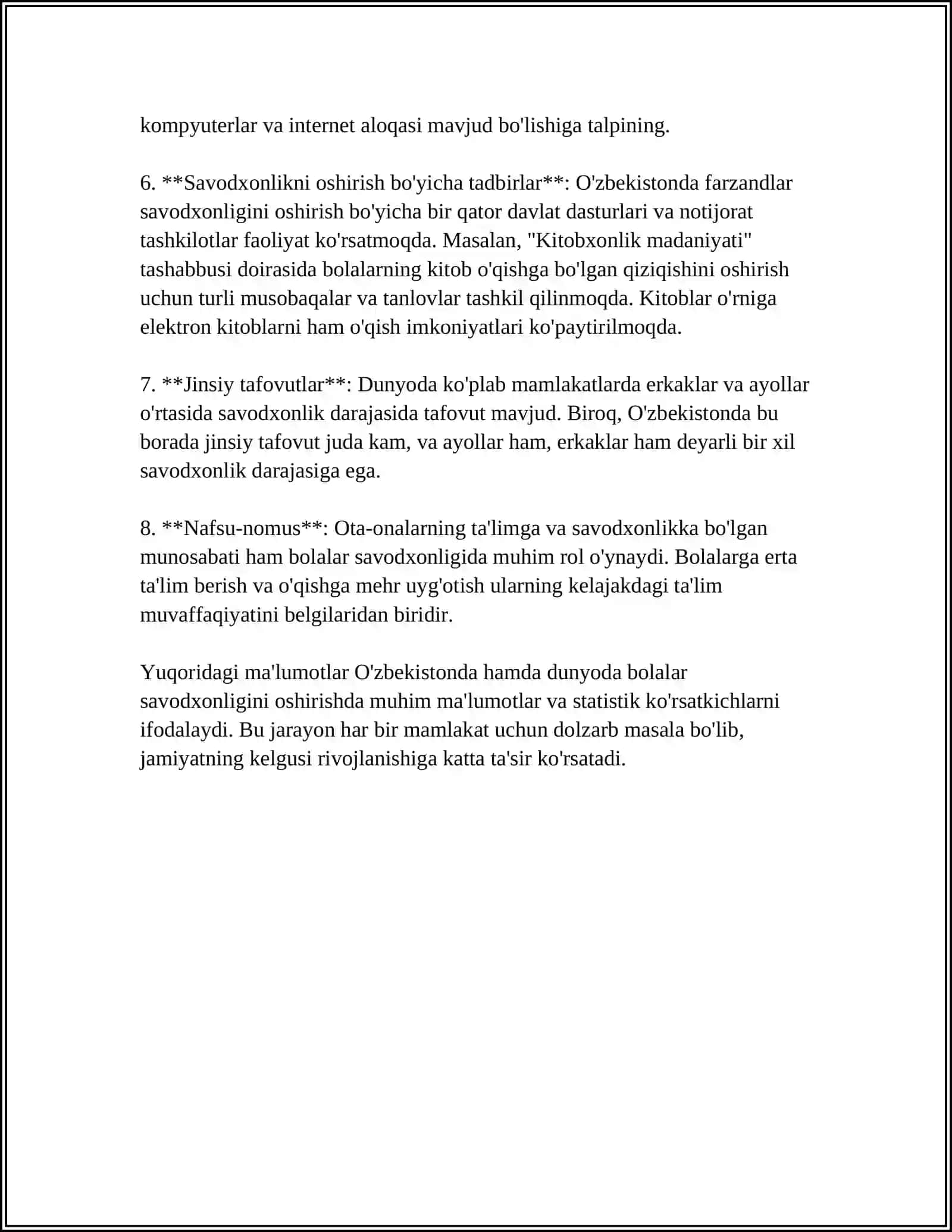 OILADA FARZANDLARDA FAZILATLARNI SHAKLLANTIRISH REFERAT 4