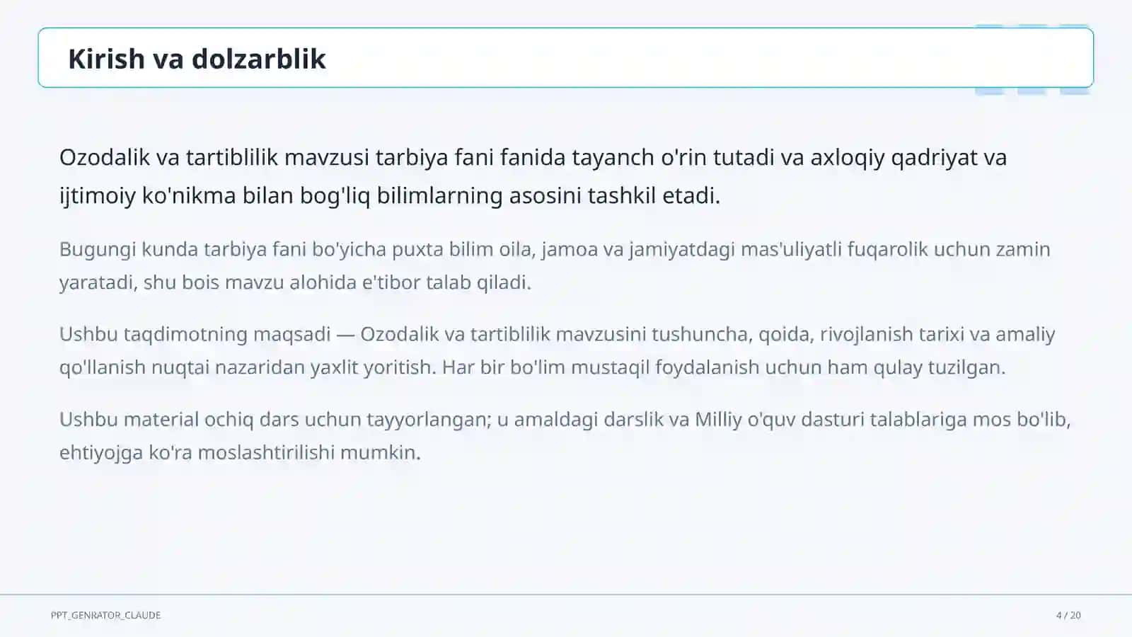 Ozodalik va tartiblilik (1-sinf) 4