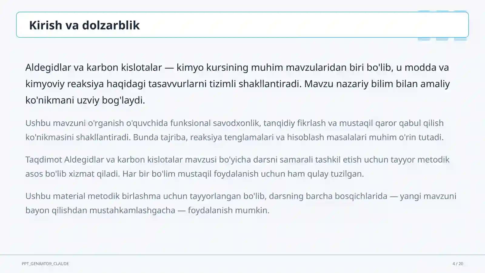 Aldegidlar va karbon kislotalar (10-sinf) 4