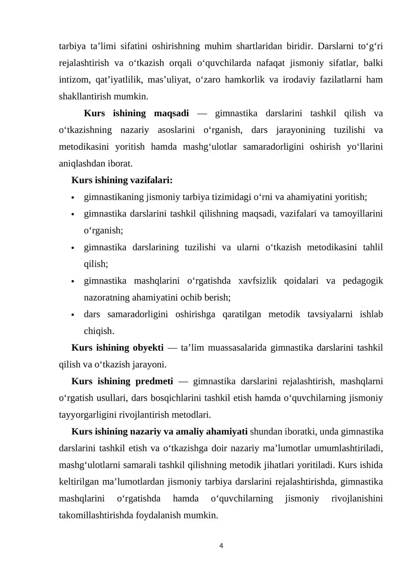 Gimnastika darslarni tashkil qilish va oʻtkazish 4