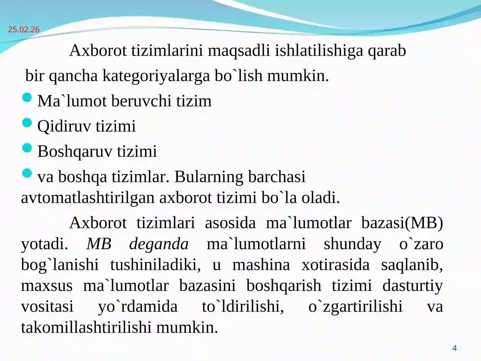 MA`LUMOTLAR BAZASI 4