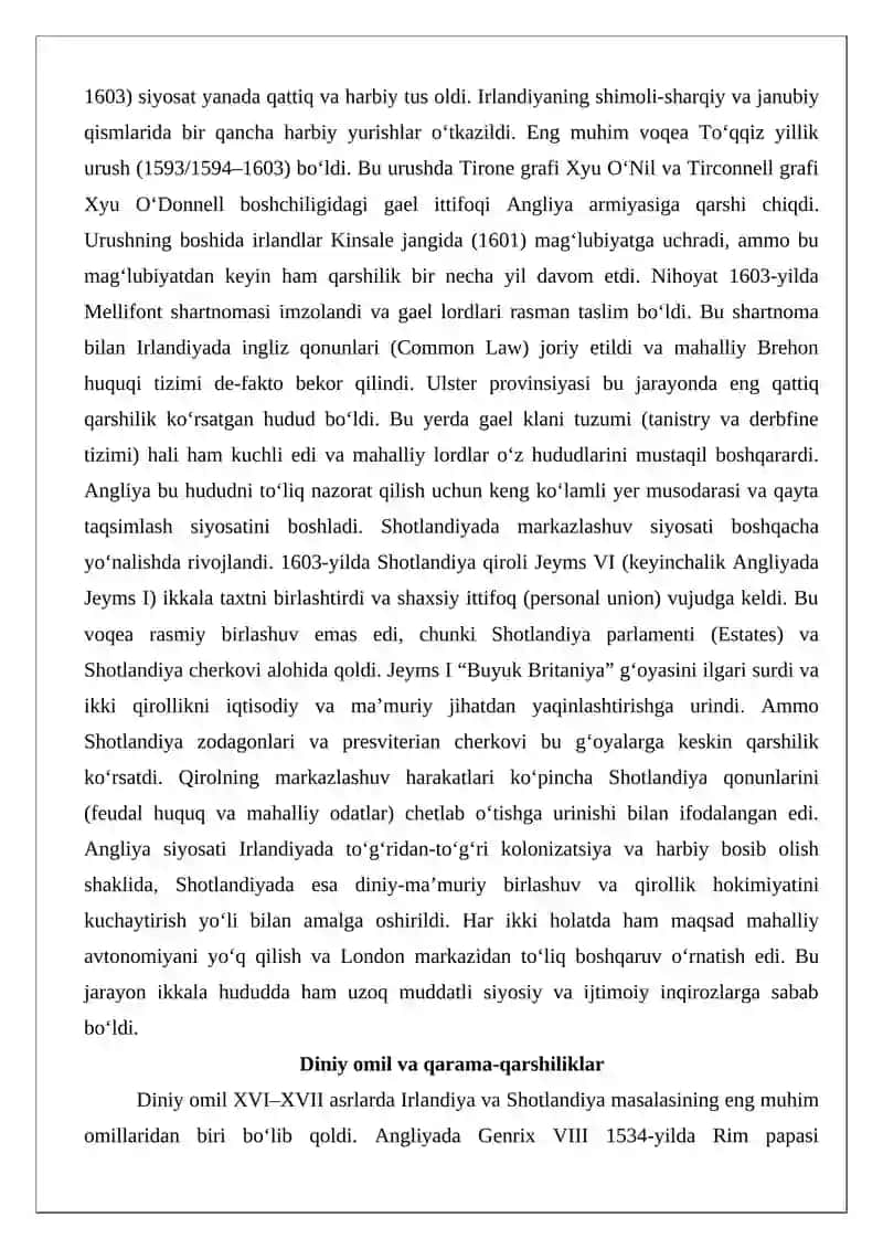 XVI-XIX asrlarda Irlandiya va Shotlandiya masalasi 4