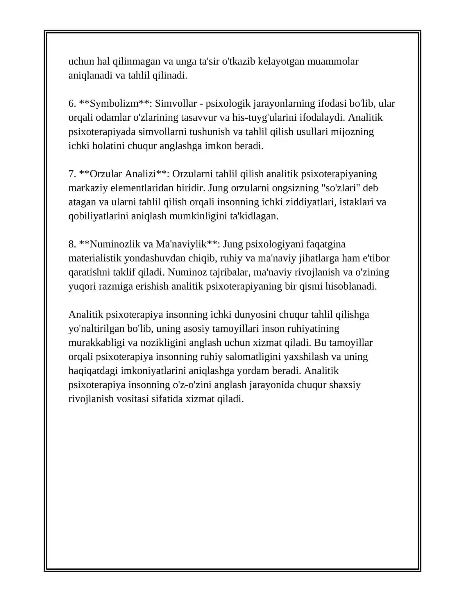 ANALITIK PSIXOTERAPIYA.GESHTALD PSIXOLOGIYA 4