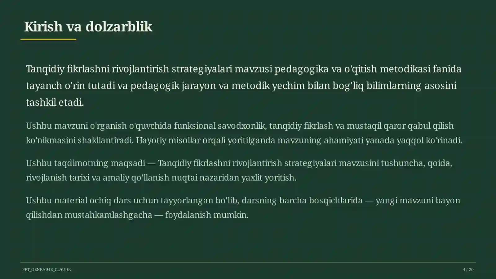 Tanqidiy fikrlashni rivojlantirish strategiyalari 4