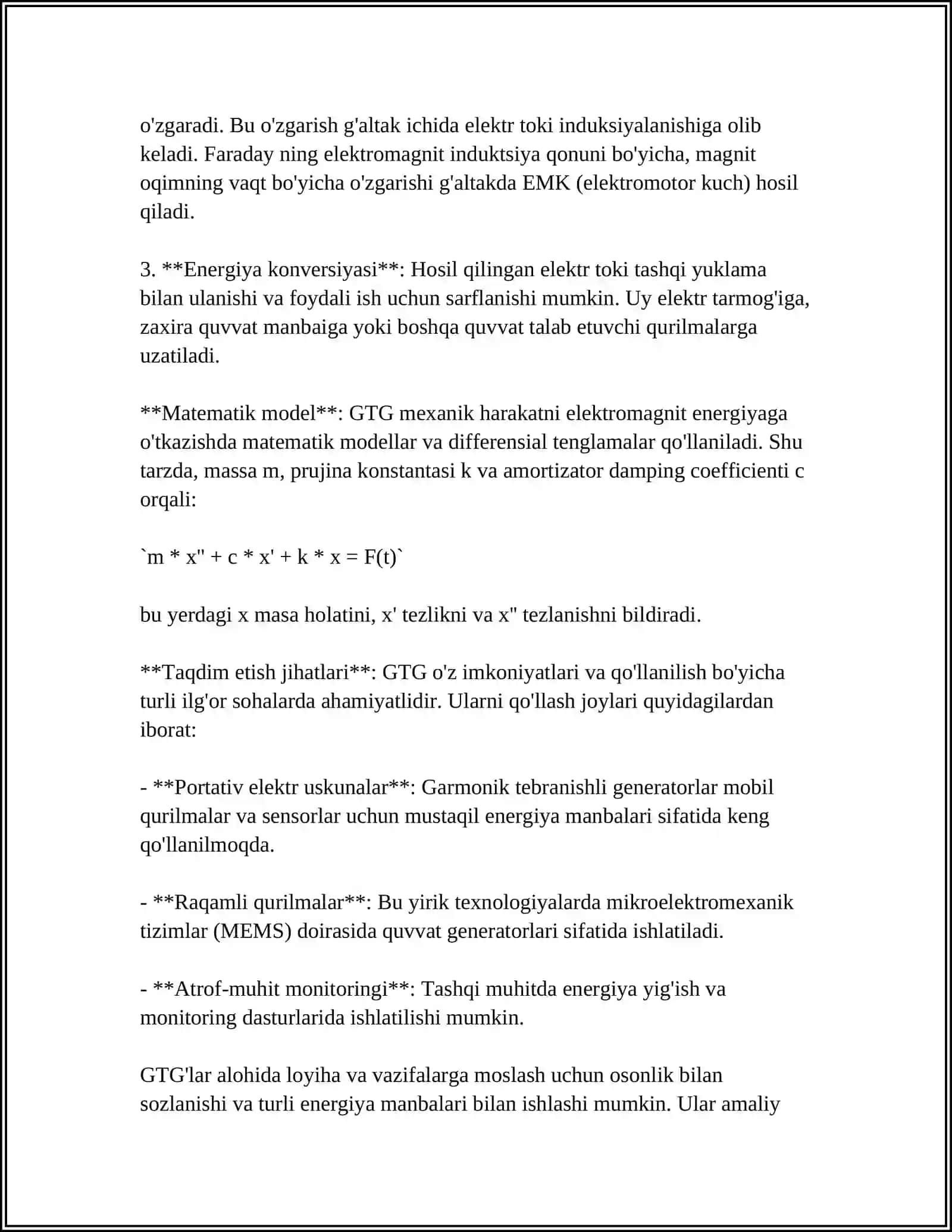 GARMONIK TEBRANISHLI GENERATORLAR. RADIO UZATUVCHI QURILMALAR 4