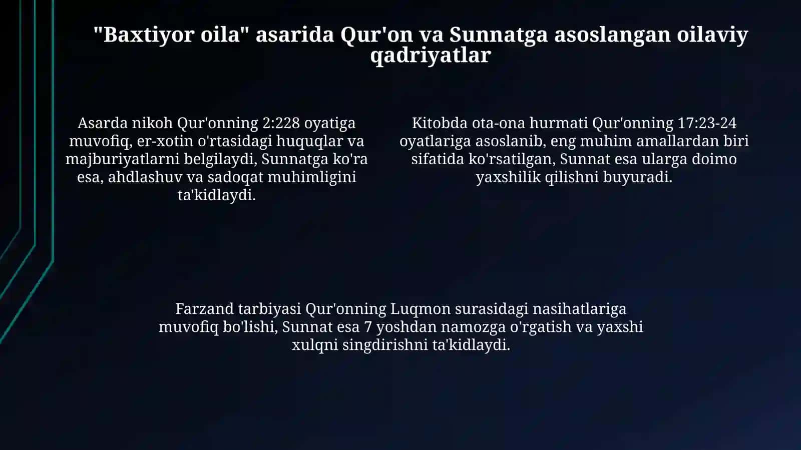 Shayx Muhammad Sodiq Muhammad Yusufning “Baxtiyor Oila” asarida Islomiy Qadriyatlar Talqini 4