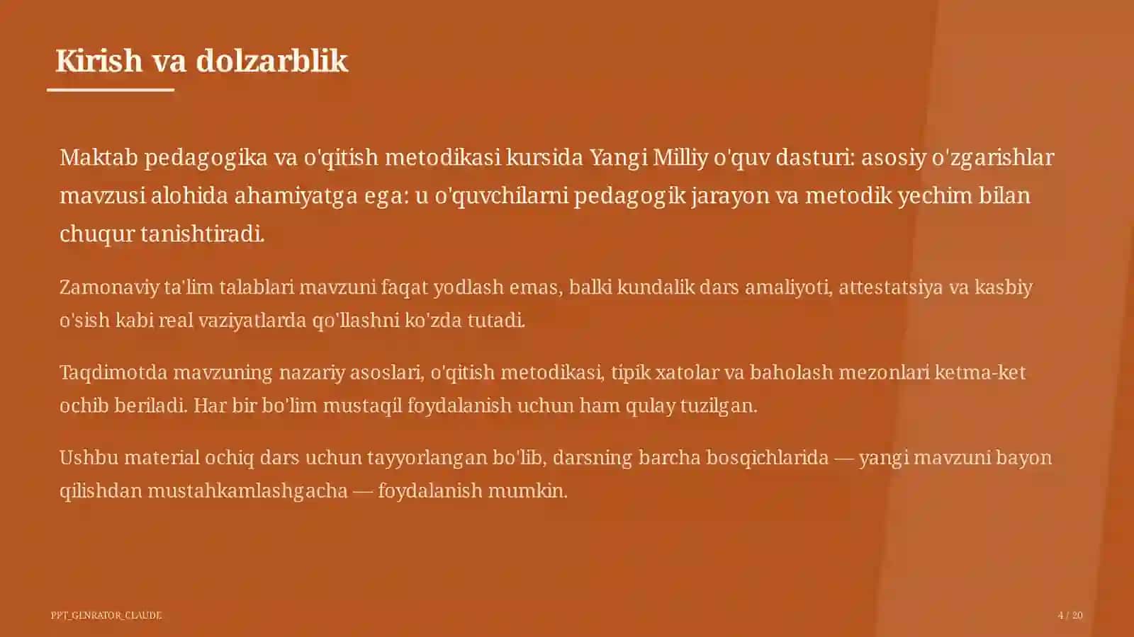 Yangi Milliy o'quv dasturi: asosiy o'zgarishlar 4