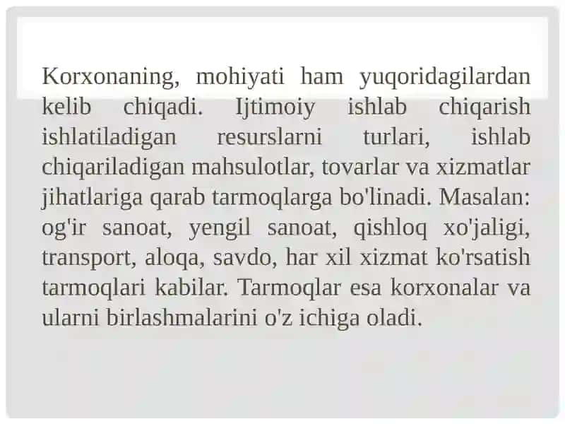 Korxona-Mustaqil XO'jalik Yurituvchi Bozor Sub'ekti 4