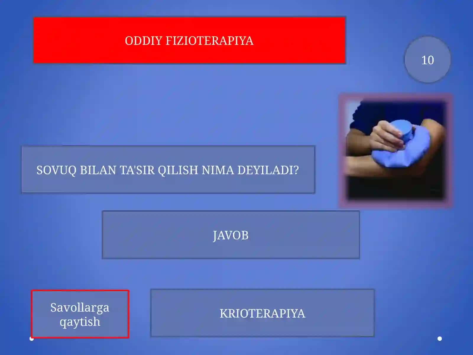 Tibbiy xizmatlar ko'rsatish texnologiyasi o'yini 4