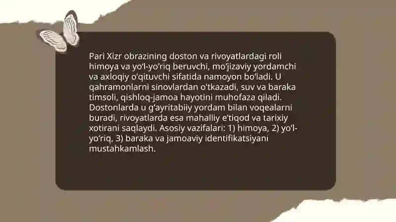 Oʻzbek folklorida pari Xizr mifolagik obrazlari 4