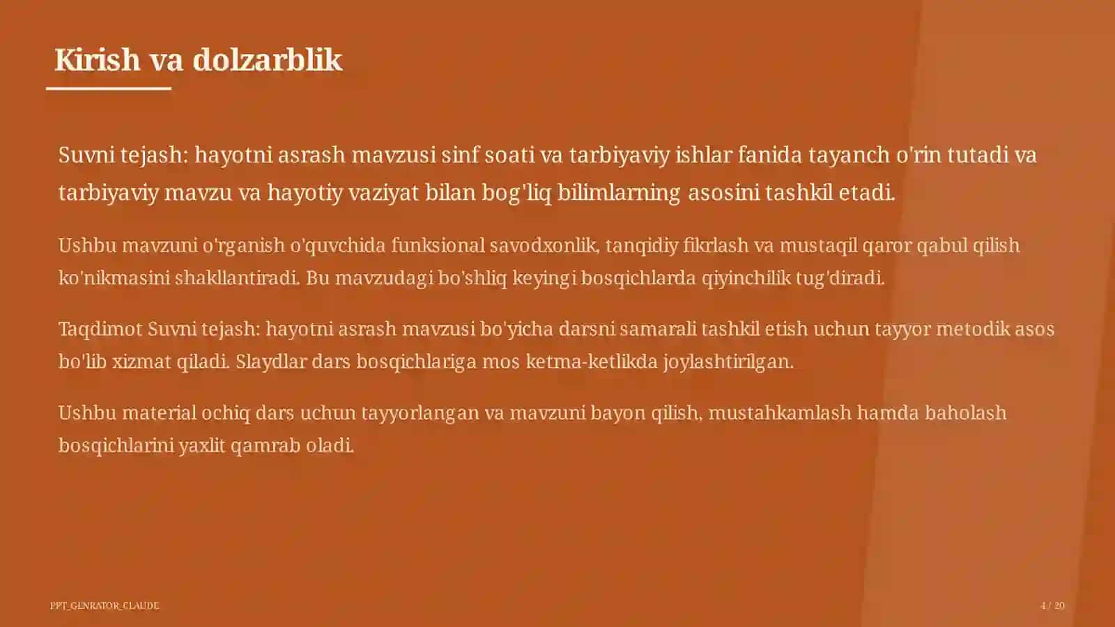 Suvni tejash: hayotni asrash 4