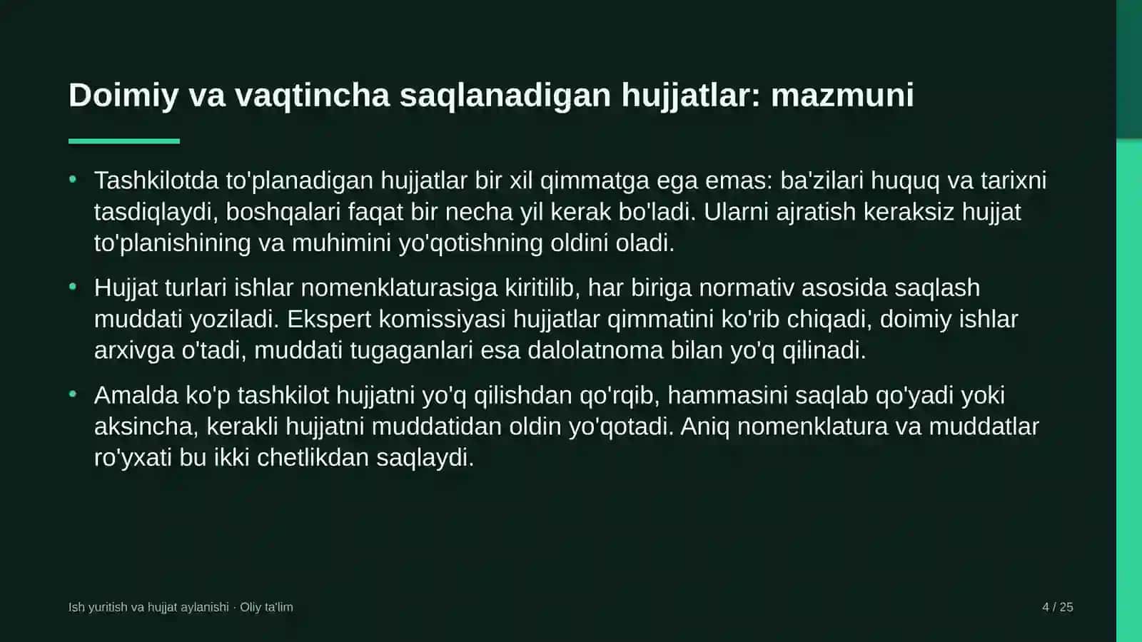 valyuta birjasida doimiy va vaqtincha saqlanadigan hujjatlarni ajratish 7963 4