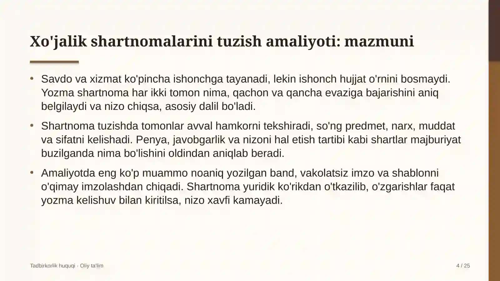 mebel salonlarida xo'jalik shartnomalarini tuzish amaliyoti 3101 4