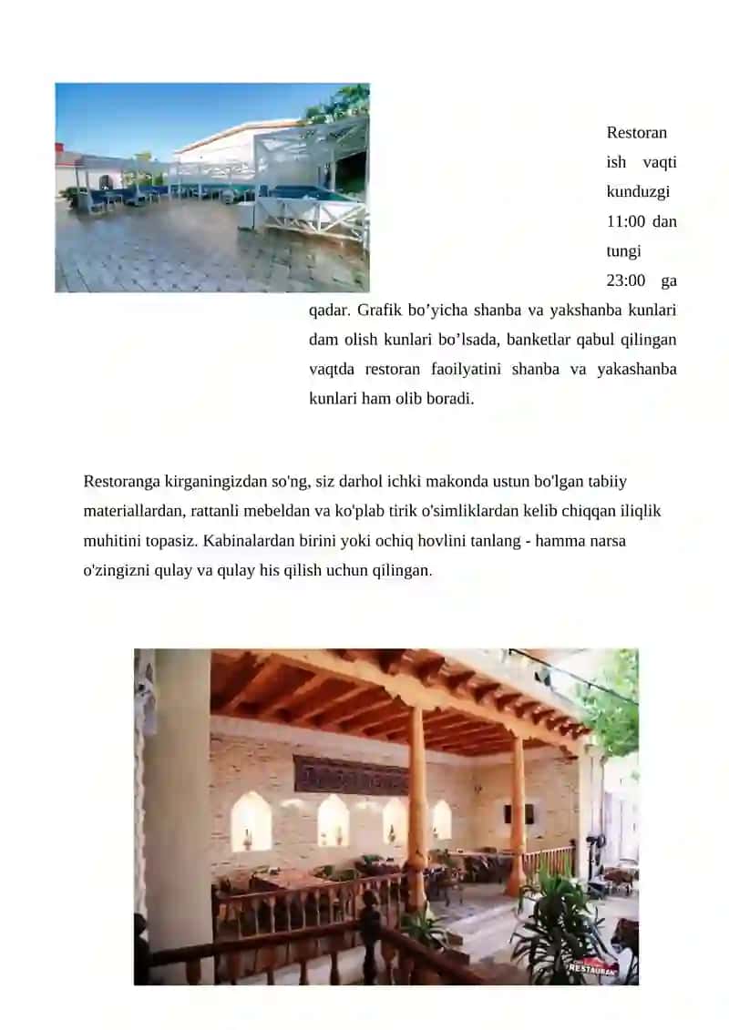 Restoran biznesi asoslari - Sardoba restorani 4