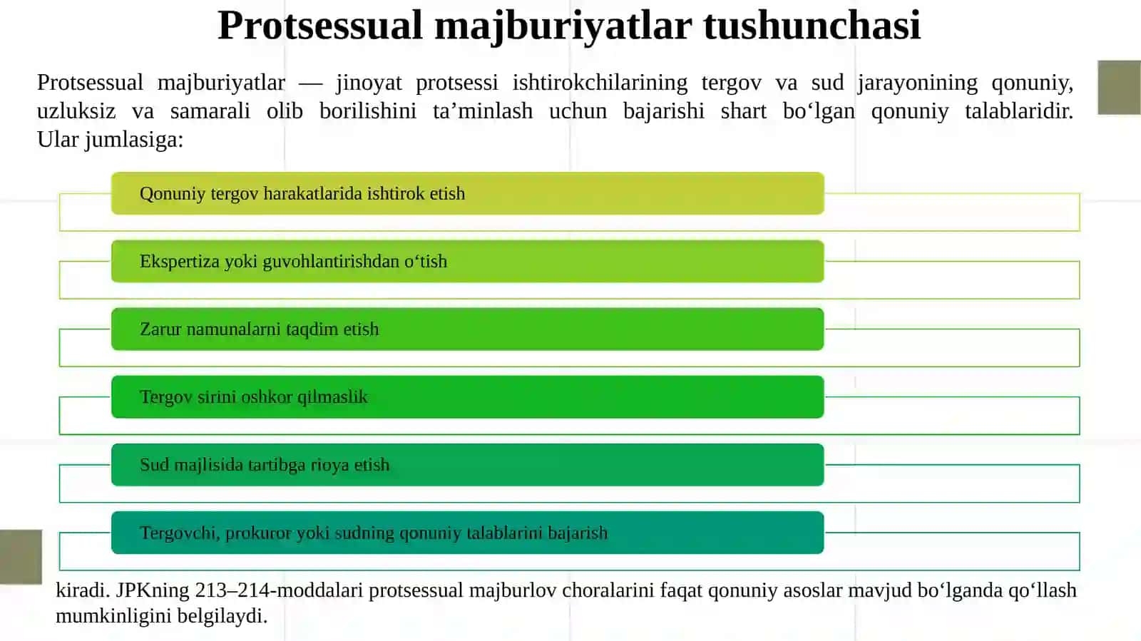 PROTSESSUAL MAJBURIYATLARNI BUZGANLIK UCHUN JAVOBGARLIK VA JINOYAT PROTSESSIDA FUQAROVIY DA’VO 4