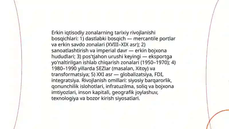 Erkin iqtisodiy zonalarning shaklinishi va rivojlanishi 4