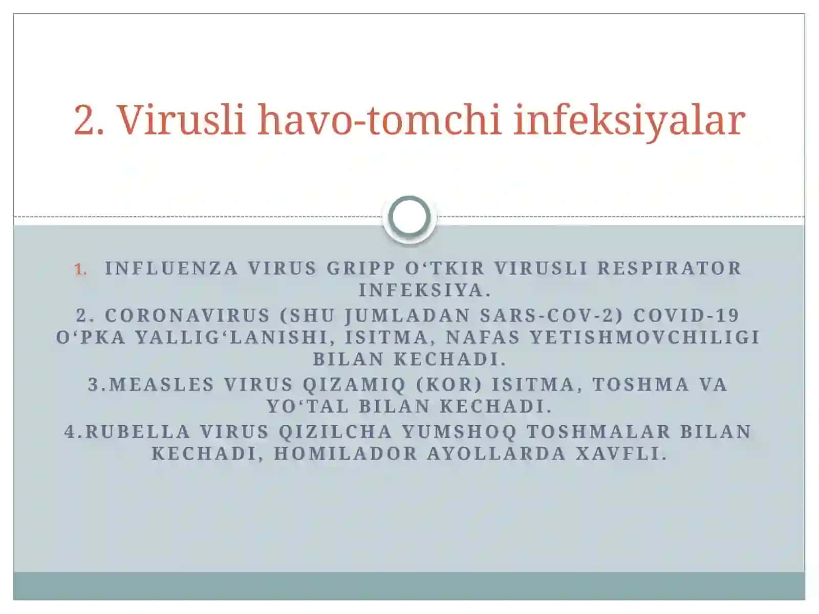 Havotomchi infeksiyasi qo'zg'atuvchilarining keltirib chiqadigan kasaliklari laboratoriya diagnostikasi 4