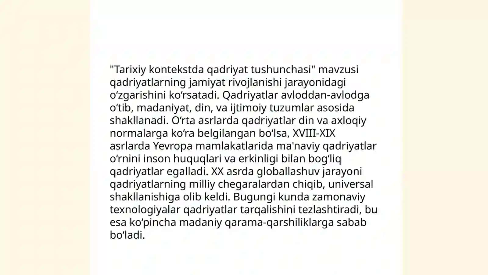 Qadriyat tushunchasining ma'nosi va uning umumiy tavsifi 4