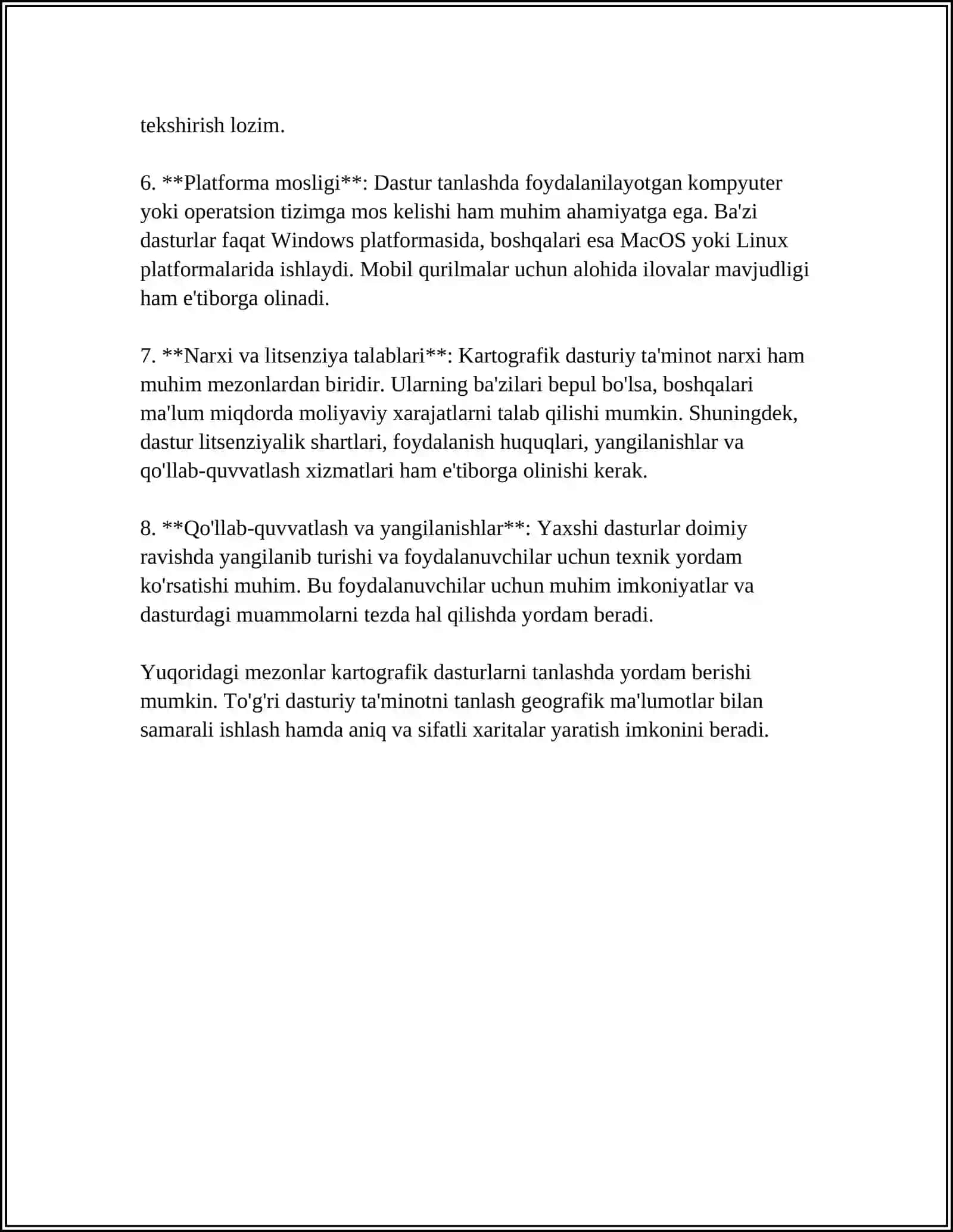 KARTOGRAFIK DASTURLARNI TANLASH MEZONLARI 4