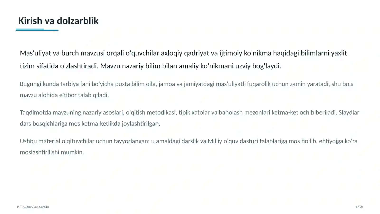 Mas'uliyat va burch (6-sinf) 4