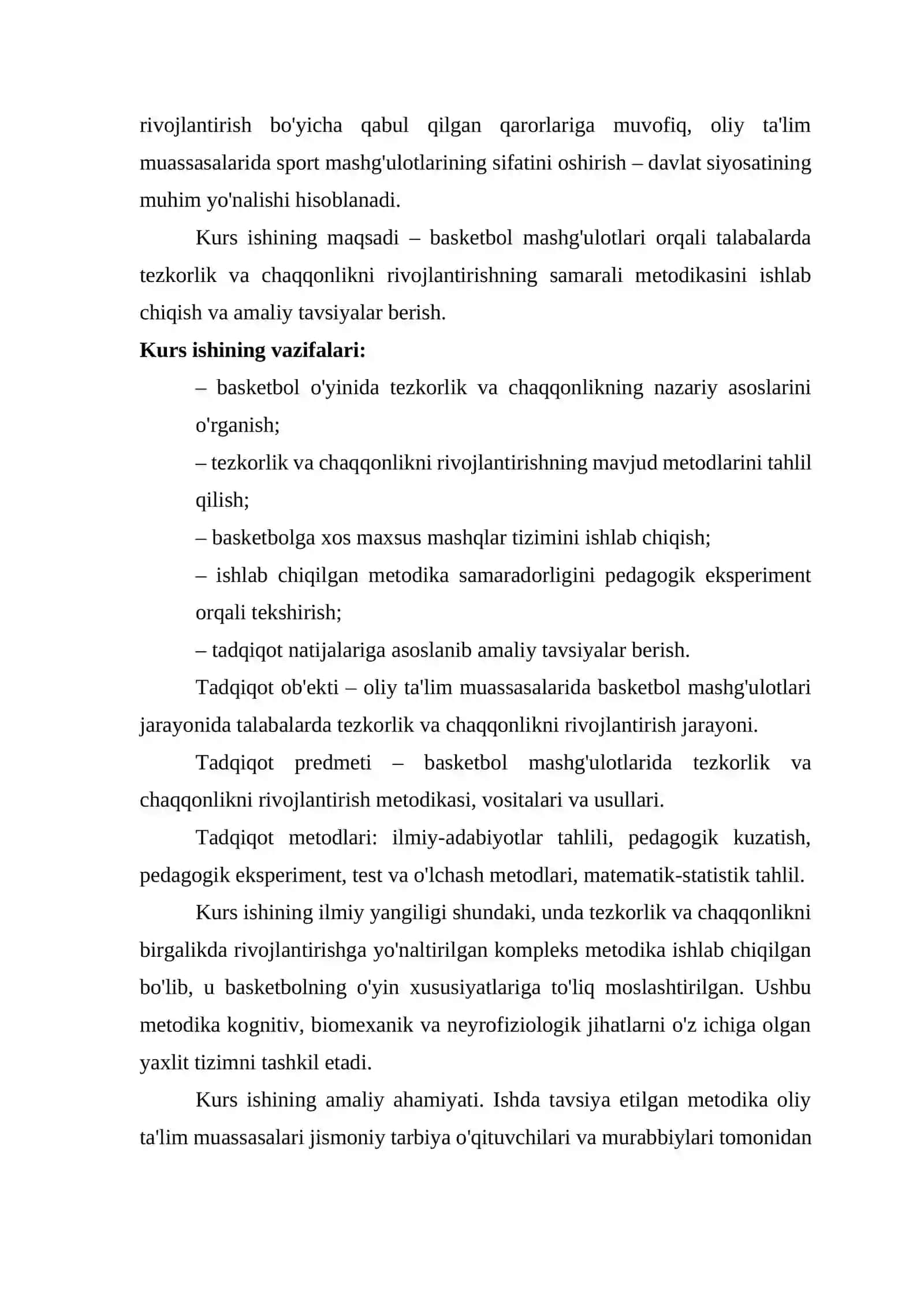 "Basketbol o'yinida tezkorlik va chaqqonlikni rivojlantirish metodikasi" 4