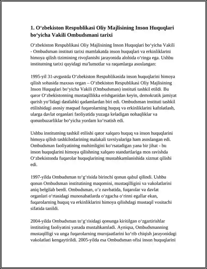 Oʻzbekiston Respublikasi Oliy Majlisining Inson Huquqlari boʻyicha Vakili Ombudsman Faoliyati 4