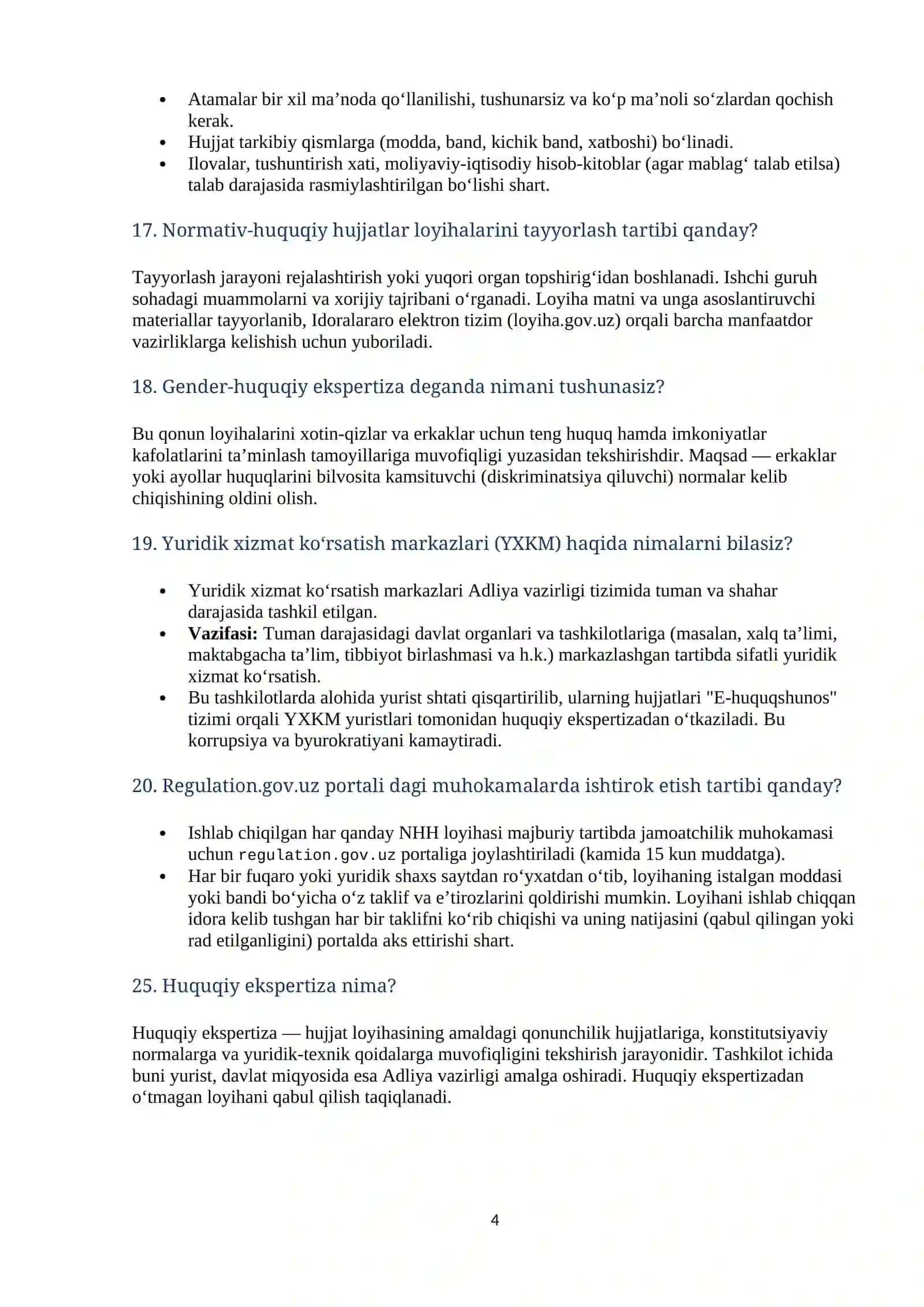 Agros 2026 suhbat savollar javoblari (Yuridik xizmat va qonunchilik texnikasi) 4