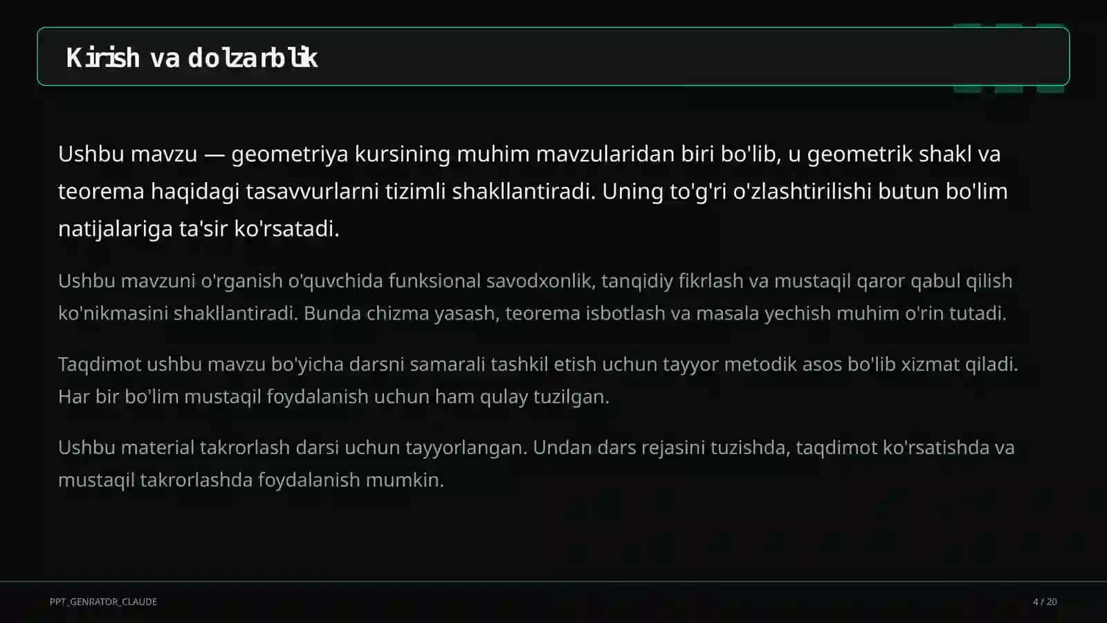 Fazoda perpendikulyarlik: uch perpendikulyar teoremasi (10-sinf) 4