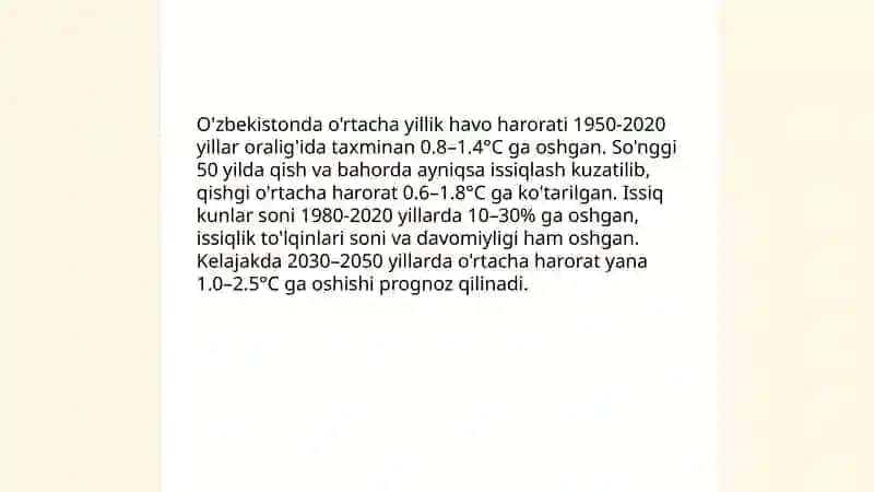 O’zbekistonda global iqlim o‘zgarishi va uning oqibatlari 4