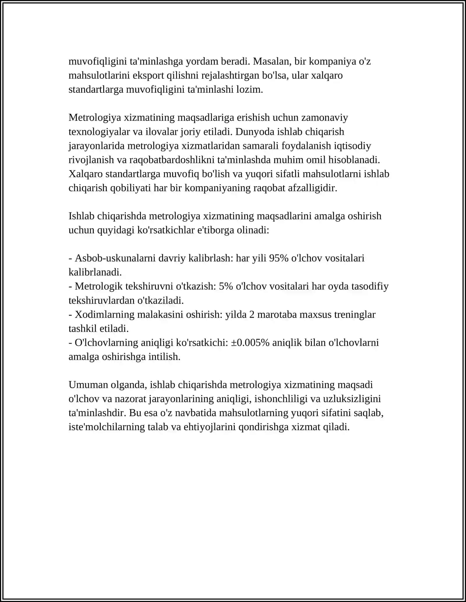 ISHLAB CHIQARISH VA UNING TARMOQLARIDA METROLOGIK XIZMATNING AXAMYATI 4
