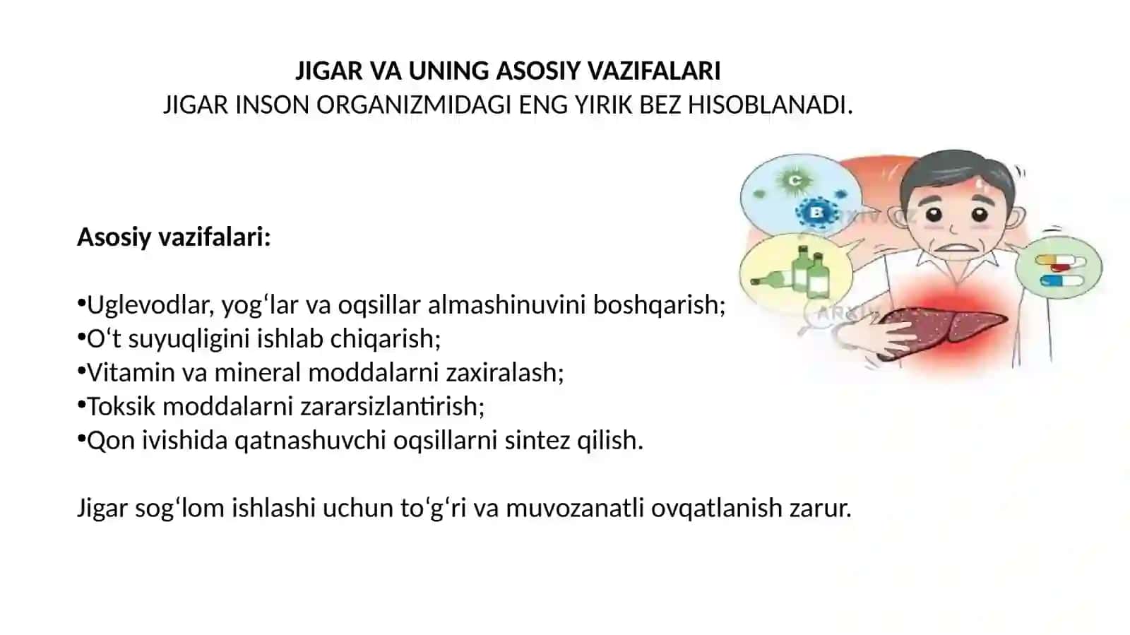 OVQATLANISHNING BUZILISHI – JIGAR PATOLOGIYASINING SABABI 4