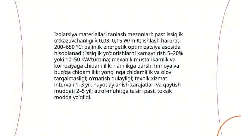 Sanoat korxonalaridagi issiqlik va bugʻ turbalarini izalatsion materiallarni yangilash 4