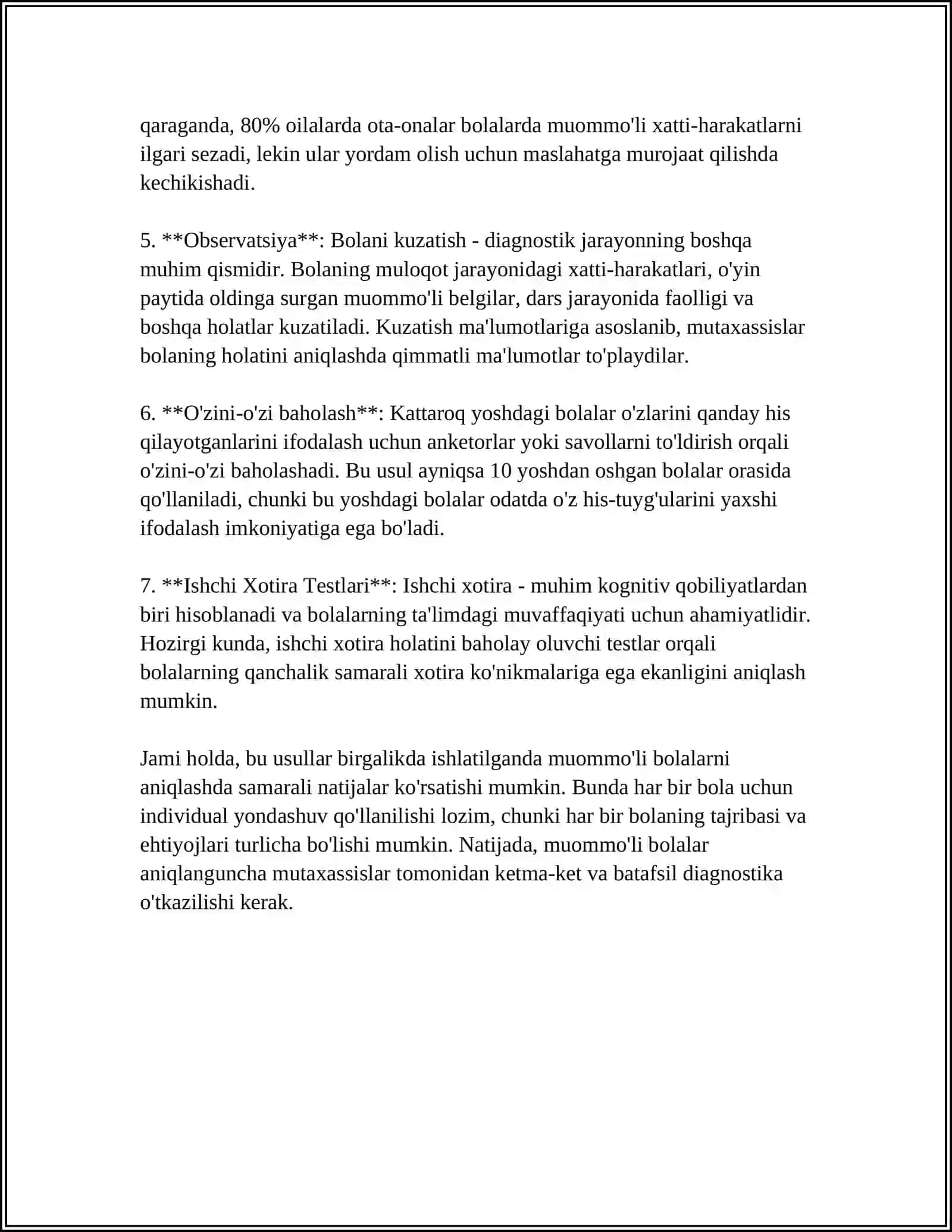 MAKTABGACHA TAʼLIM TASHKILOTLARIDA MUOMMOLI BOLANI OʻRGANISH VA INDIVIDUAL HARITA TUZISH MAVZUSI 4