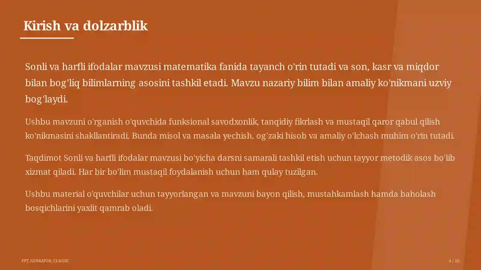 Sonli va harfli ifodalar (5-sinf) 4